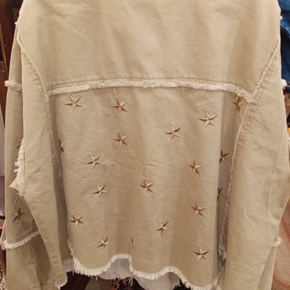 Easel Beige Star Embroidered Utility Jacket - Picture 5 of 5